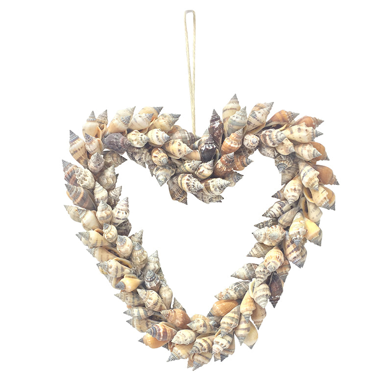 Hearth shaped brown shell wreath