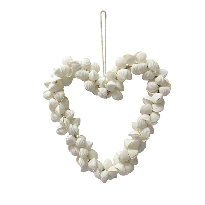 Hearth shaped white shell wreath