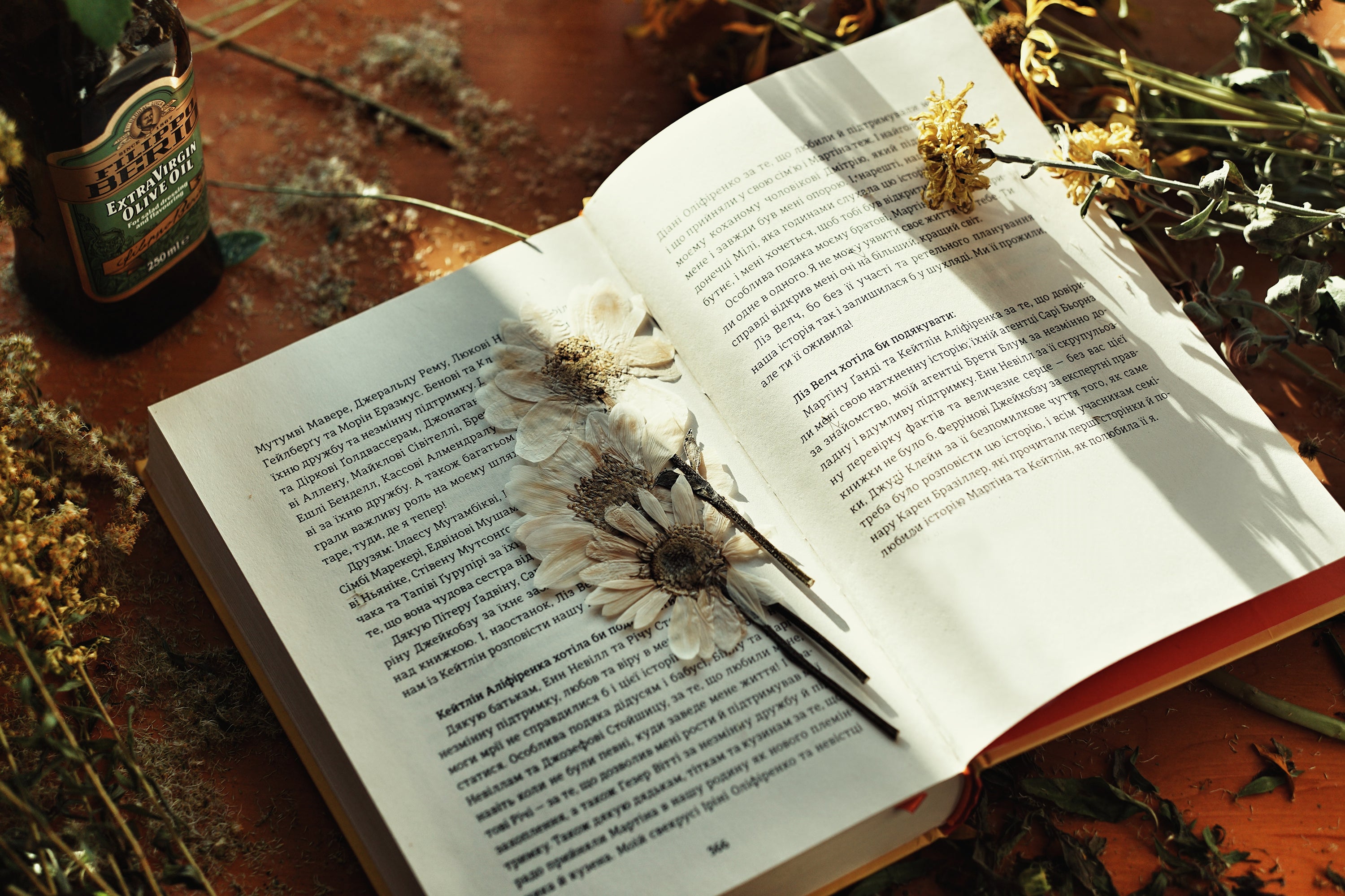 Pressed Flowers in a book