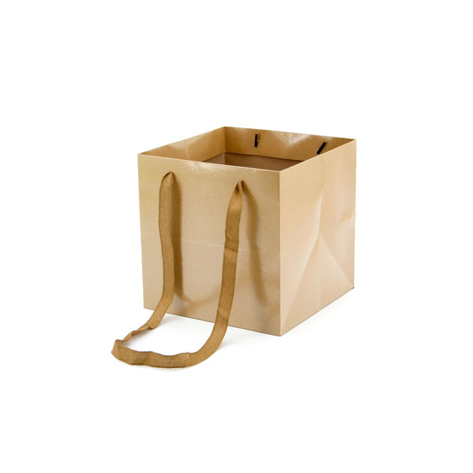 P-Brown Flower Carrier Bag Small
