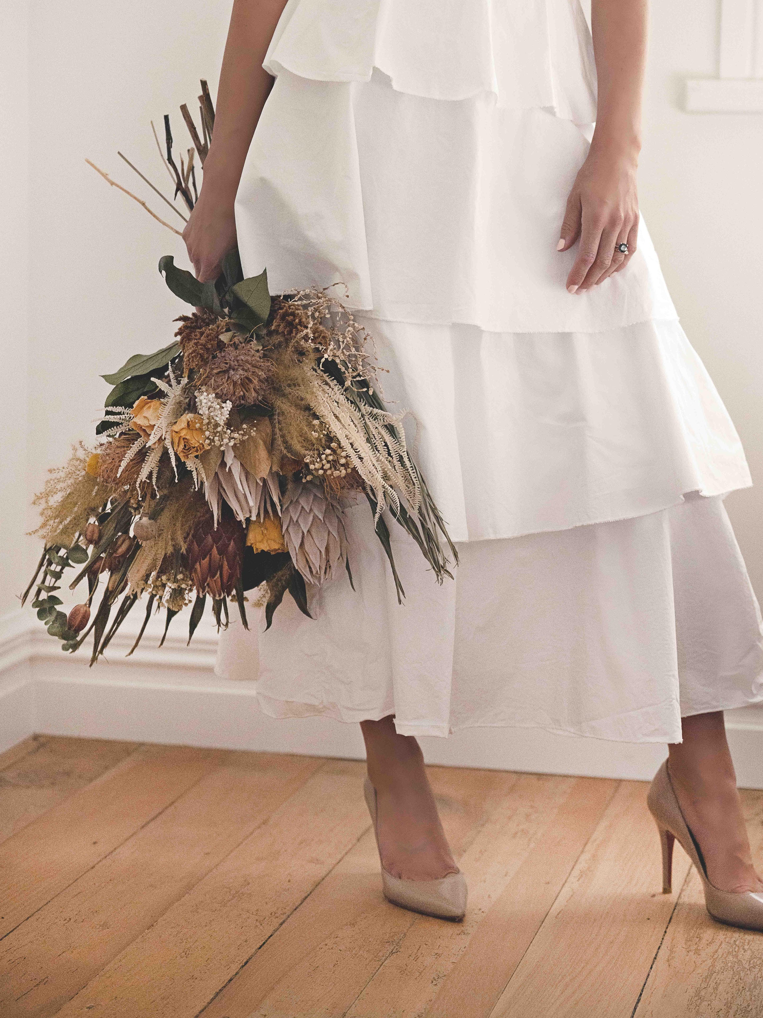 Dried flower wedding bouquet