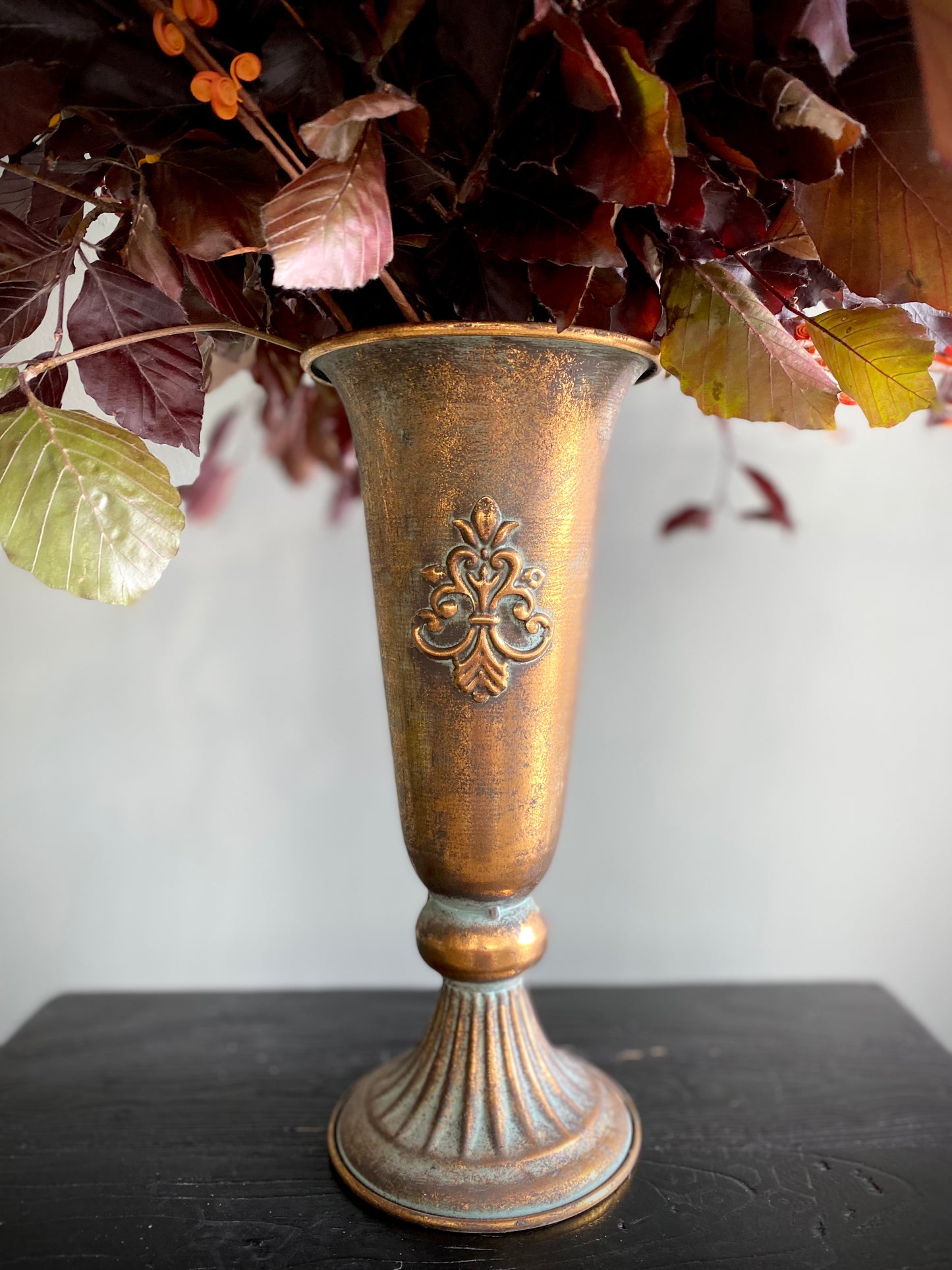 Aged Metal Vase