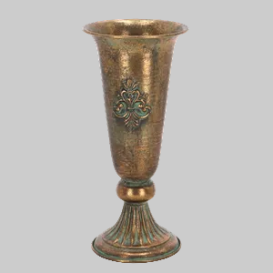 Bronze vase with decorative design on a white background