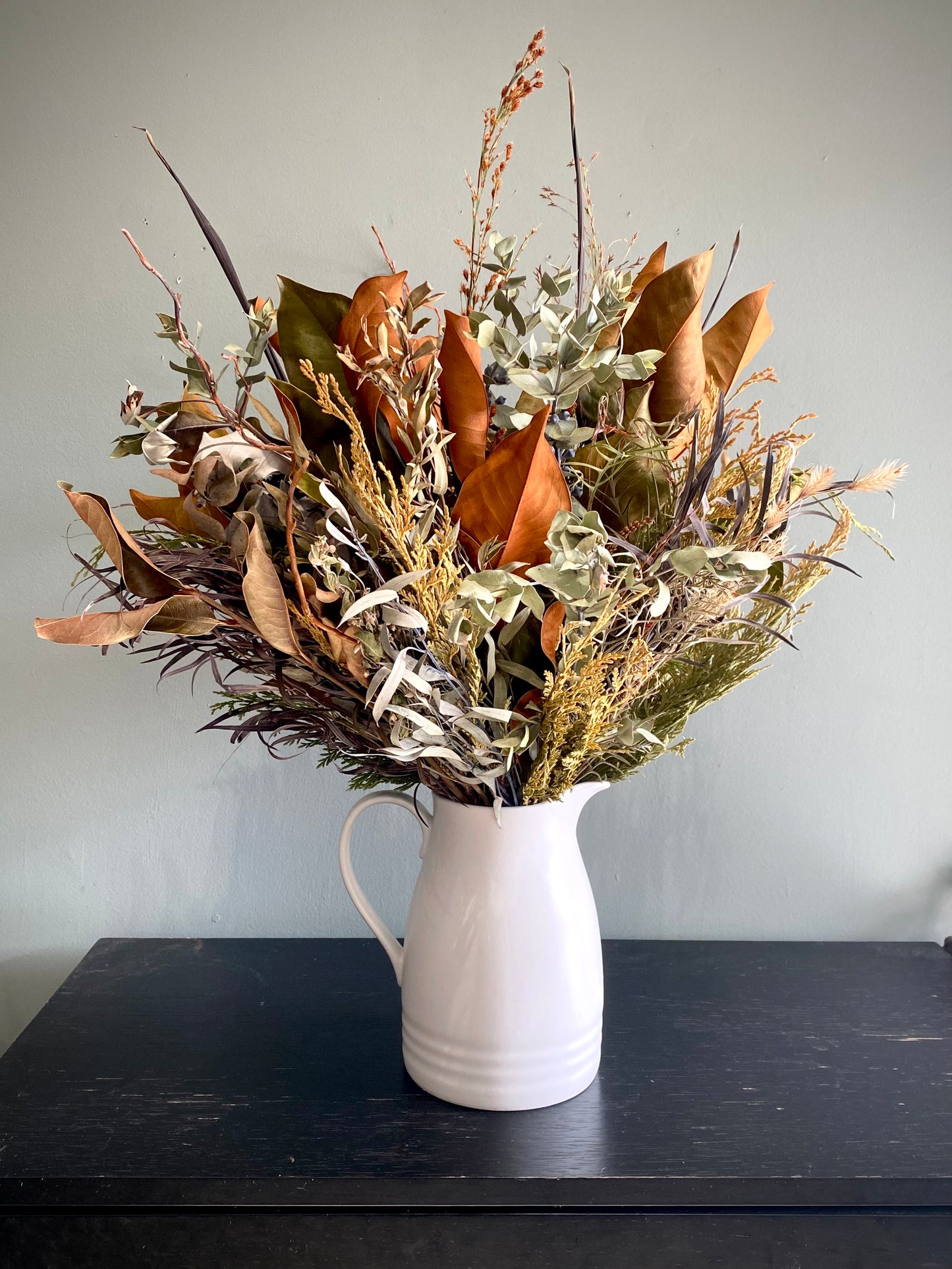 Winter Jug – dried flower arrangement