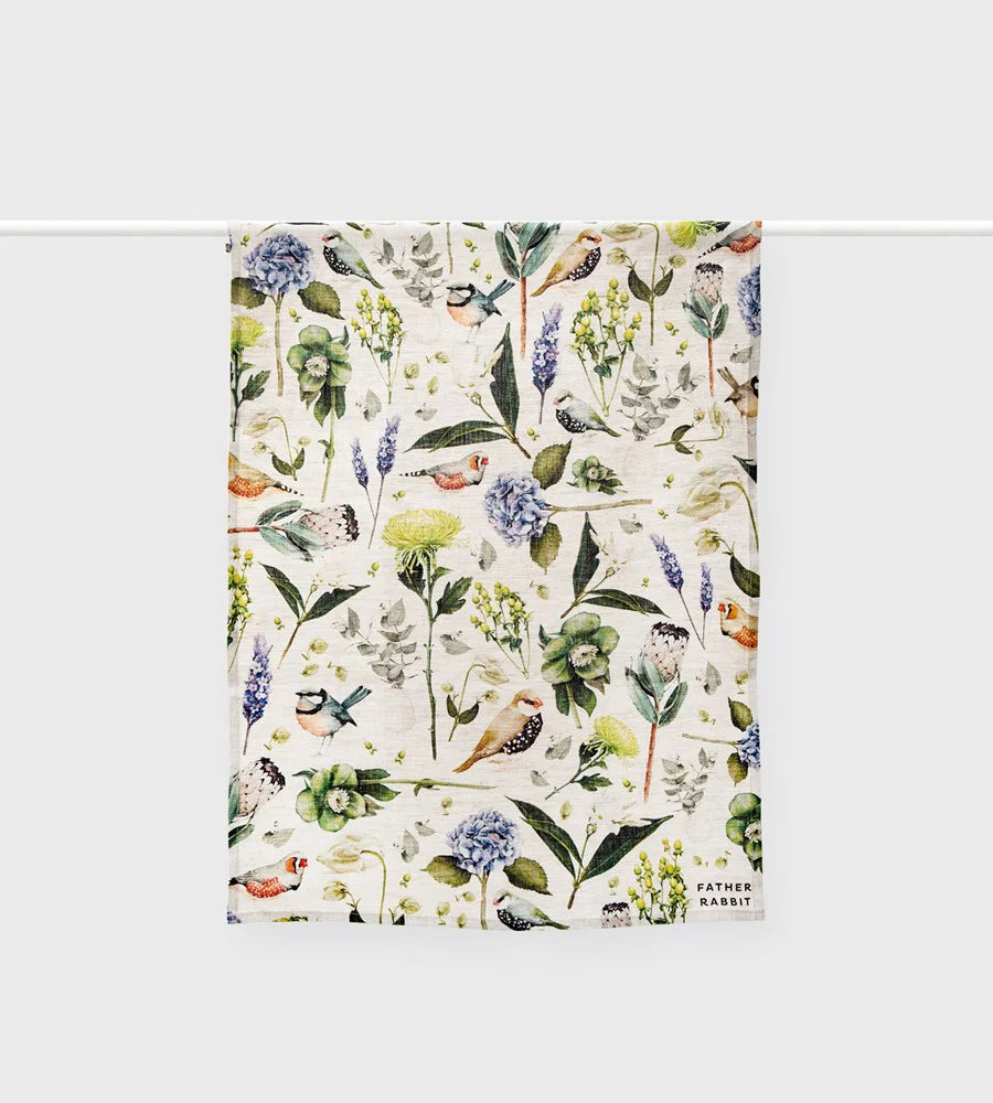 Linen Botanical Tea Towel