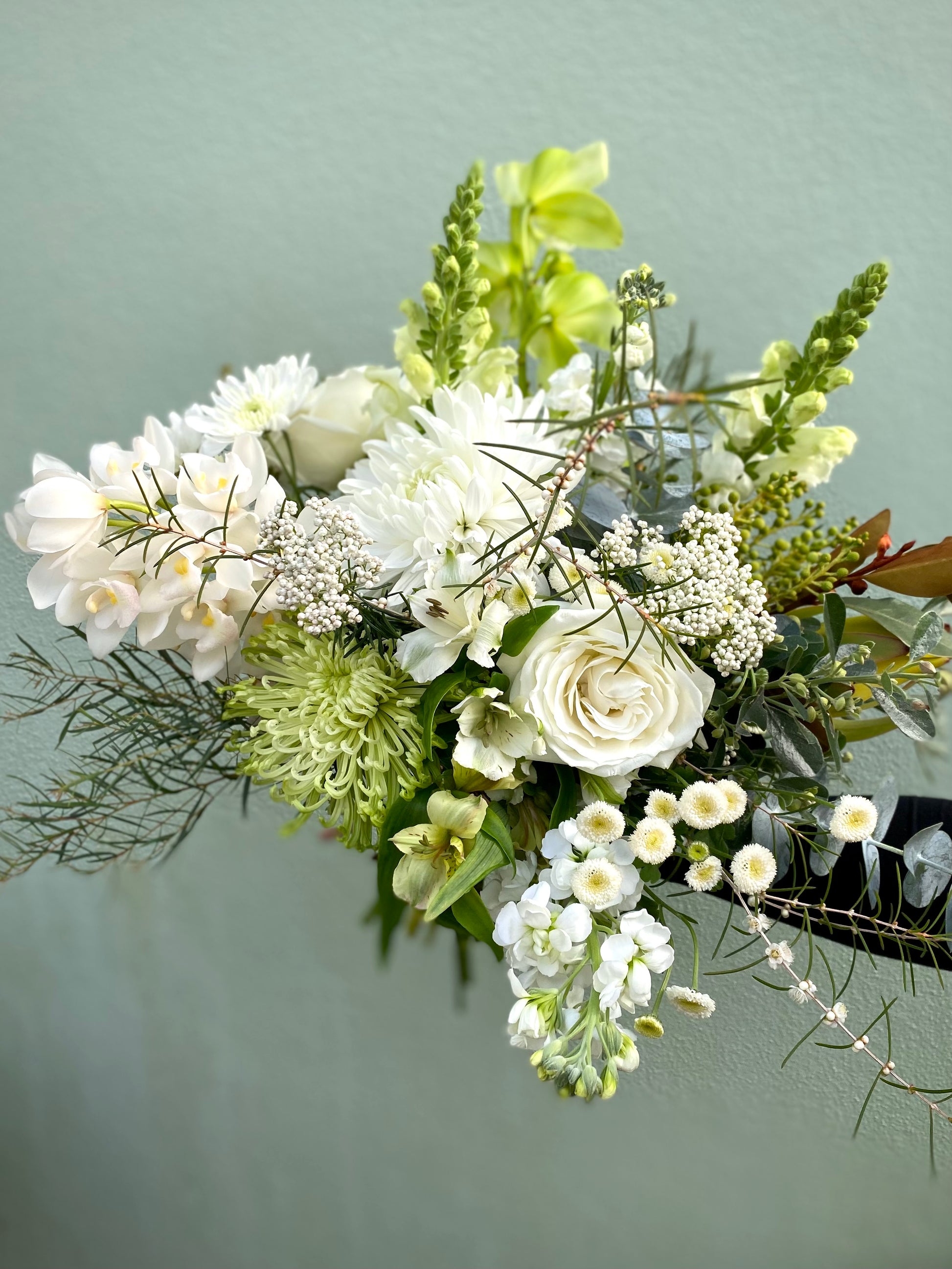 Green, white and cream bouquet