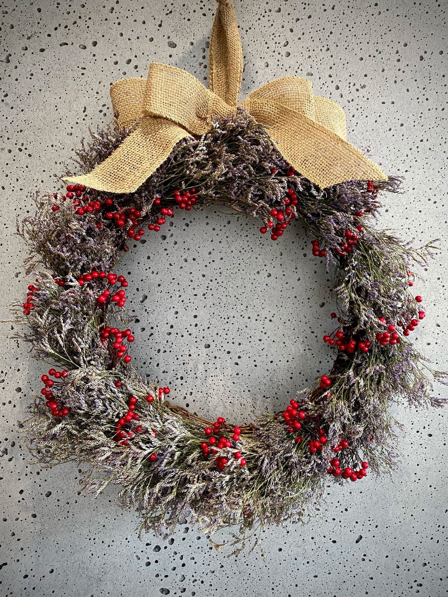 Purple Limonium Dried Flower Wreath (Christmas)