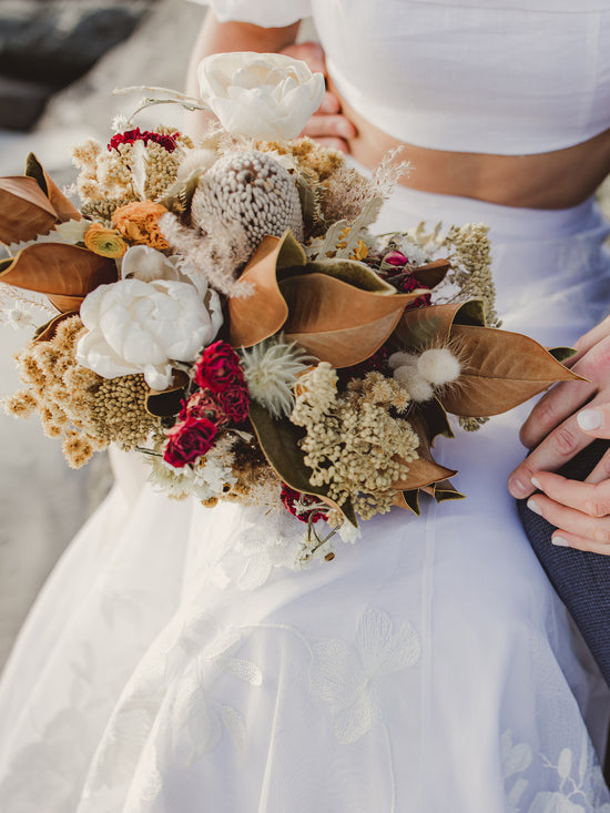 Beautiful dried flowers wedding bouquet