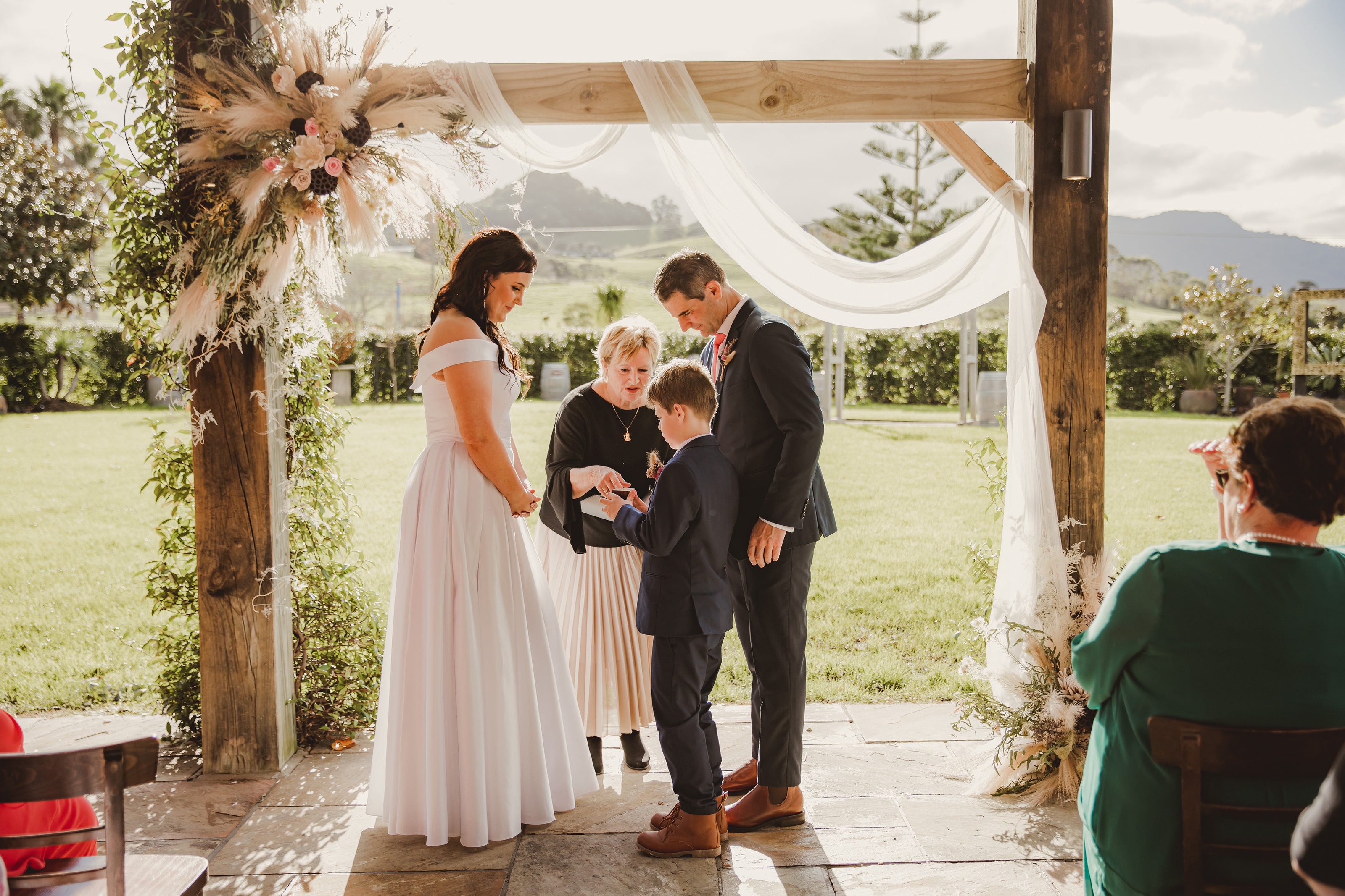 Rustic dried flower wedding arch