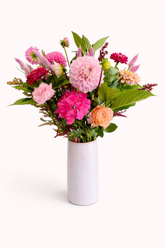Rosada Fresh Flower Arrangement in pink vase for valentine's.