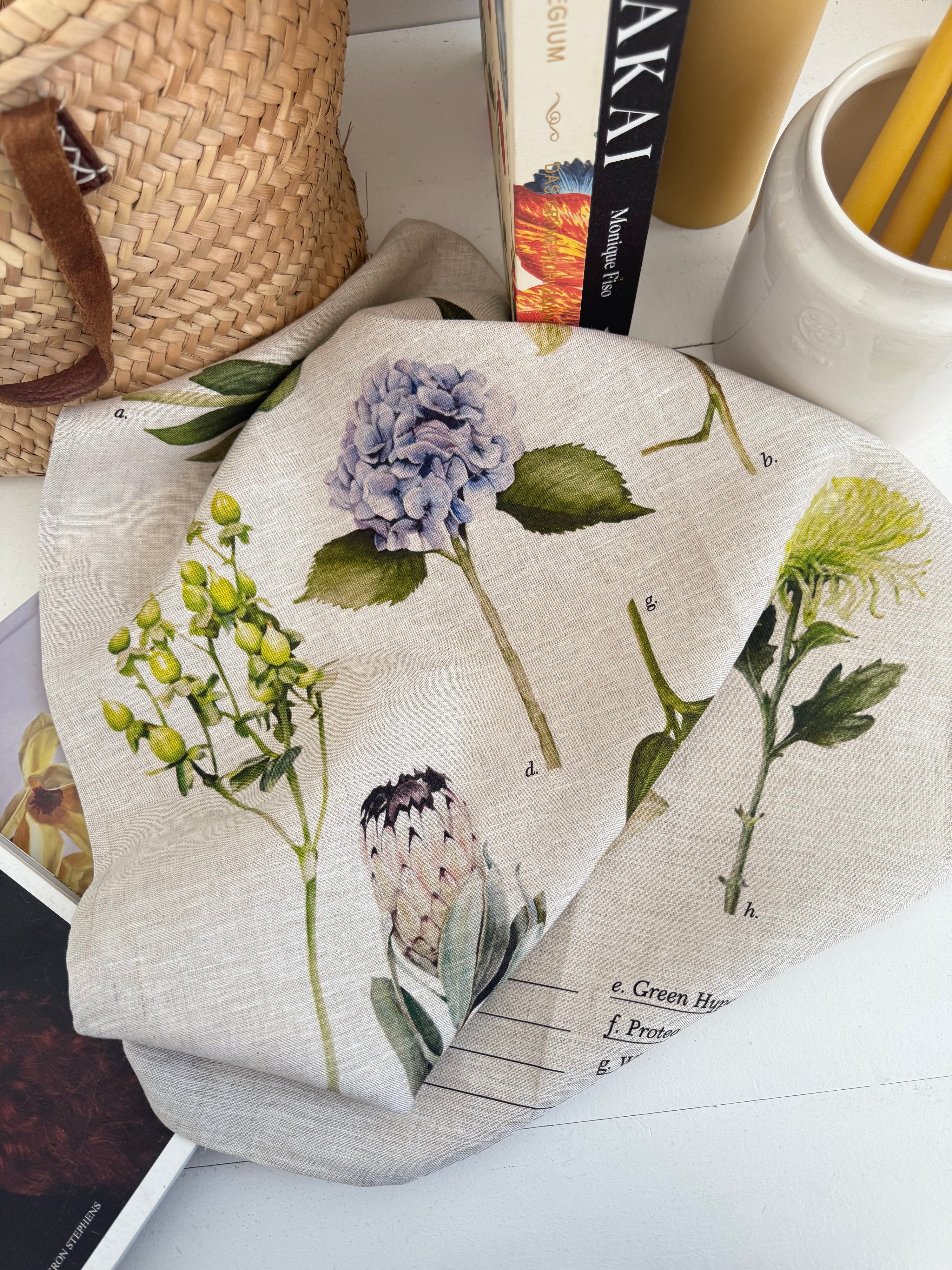 Linen Botanical Tea Towel