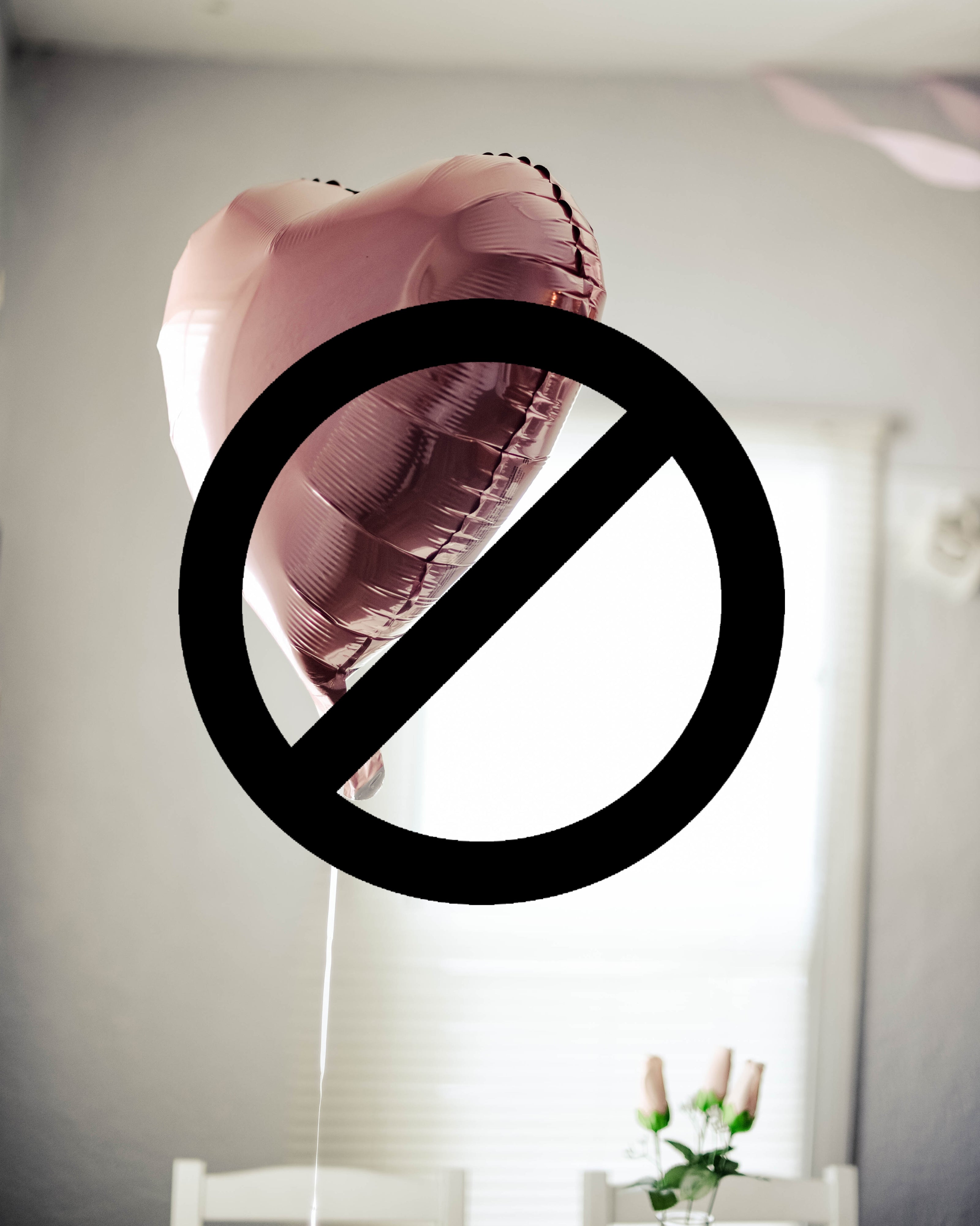 Helium balloon with a cross through it