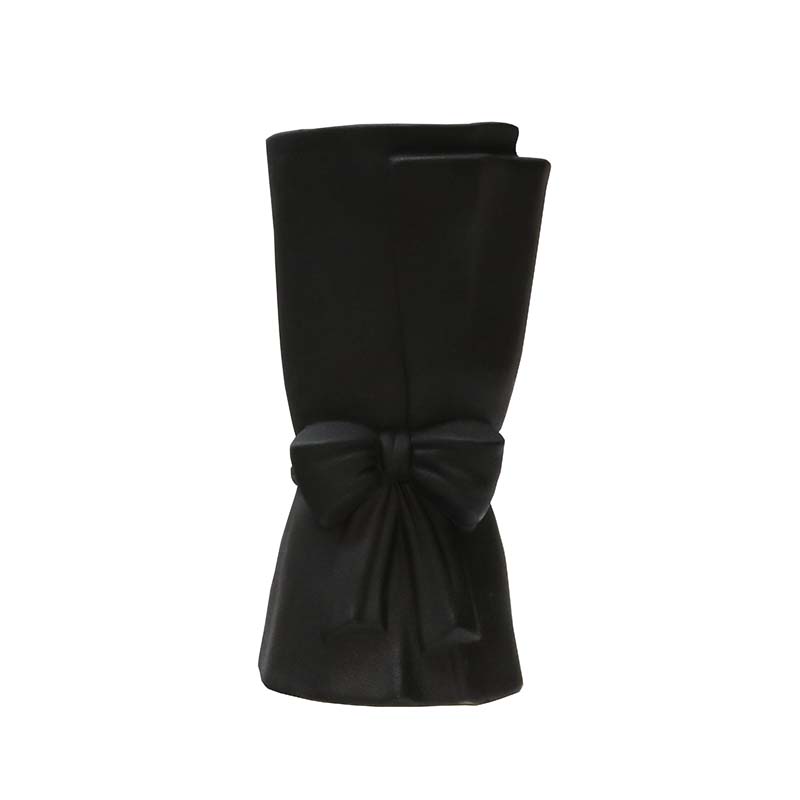 Black ceramic bow vase