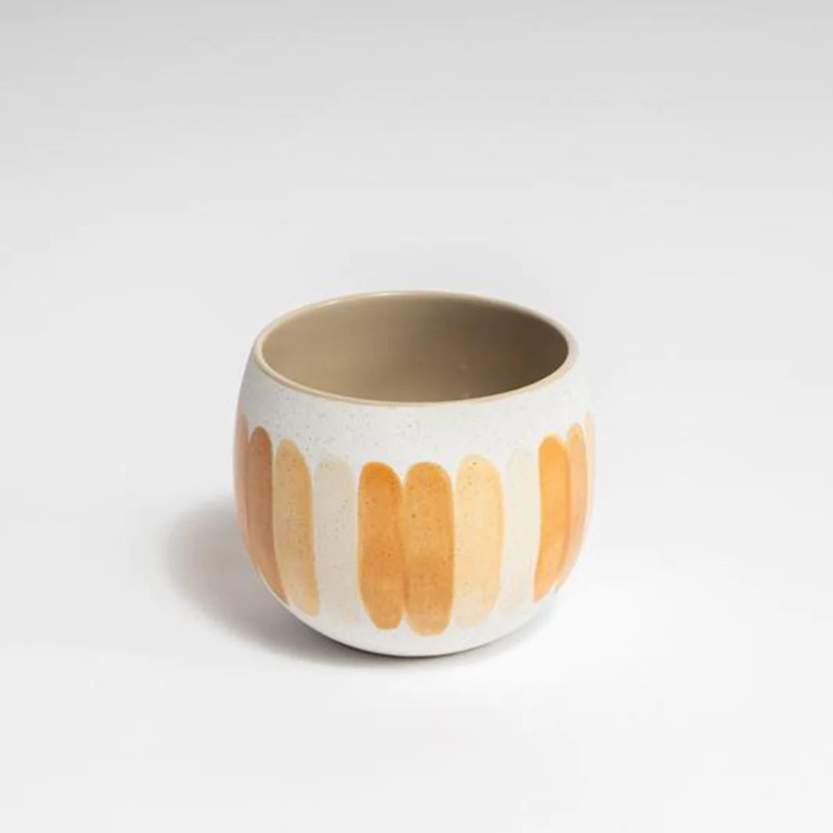 Orange and white ceramic cover pot for house plants
