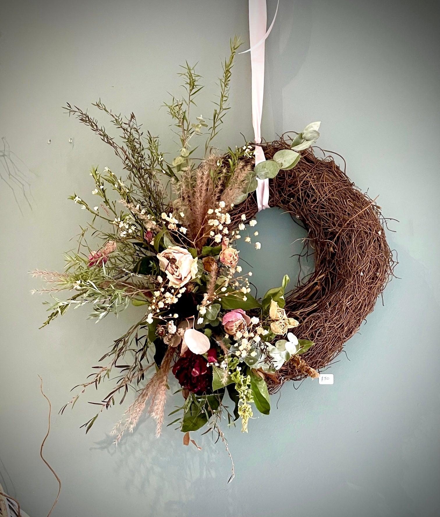 Dried flower wreath