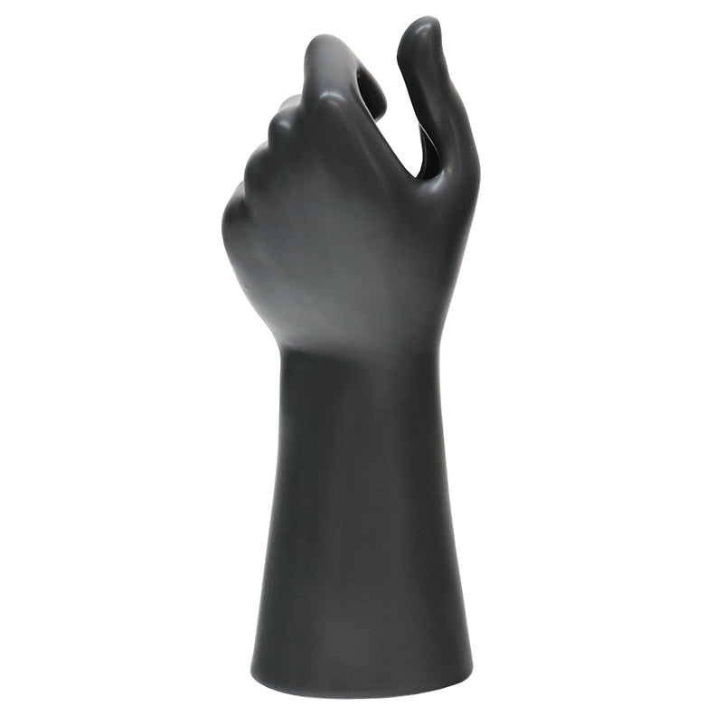 Black ceramic hand vase